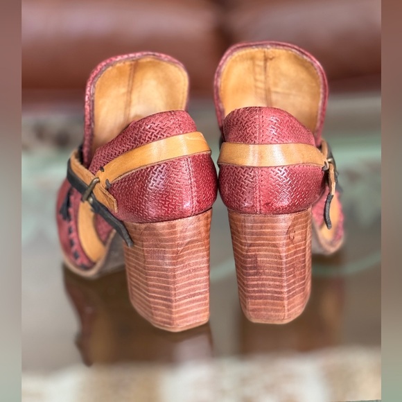 A.S.98 New Airstep Red Boho Genuine Leather Heels Made in Italy Size 37 - Picture 6 of 7